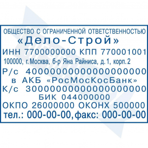 Макет штампа с реквизитами №3